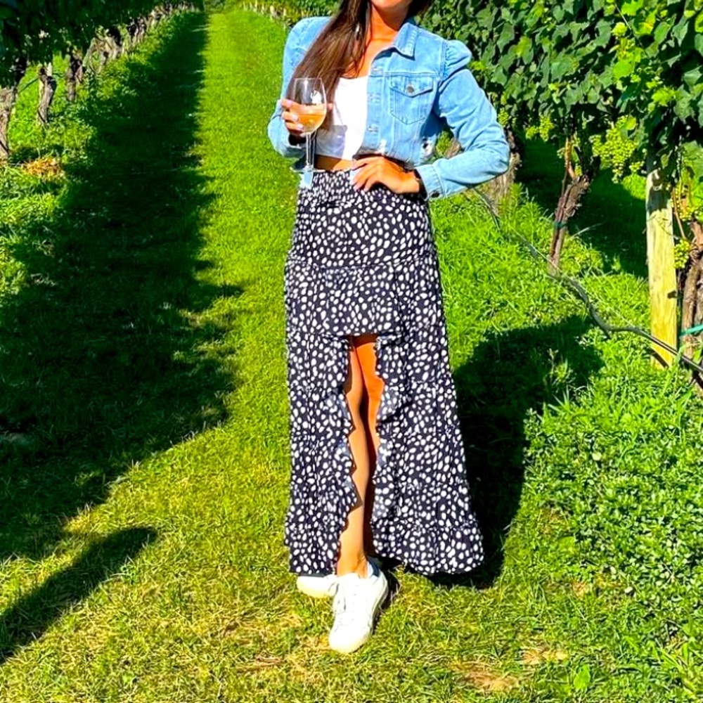 High low polka dot skirt